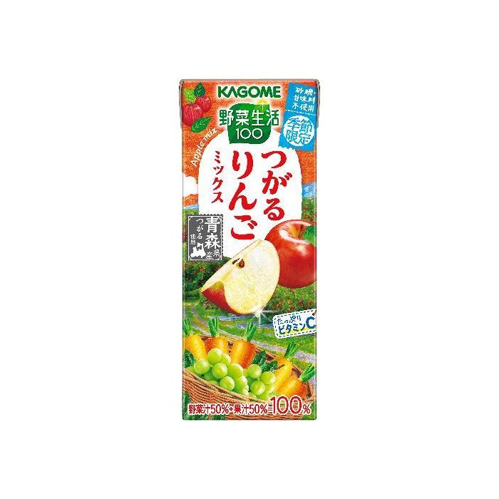 Kagome Yasai Seikatsu 100 Apple Mixed Vegetable Juice Drink 195ml (No Added Sugar)
