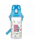 Skater x Doraemon Lightweight Flip-Filled Direct Drinking Transparent Plastic Water Cup (with Shoulder Straps) 480ml