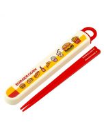 Skater BURGER CONX Sliding Antibacterial Chopstick Case Set (Including 16.5cm Long Chopsticks) 1 Set