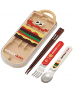 Skater BURGER CONX Portable Antibacterial Cutlery Three-piece Set - Hamburger (chopsticks, fork, spoon) 1 set
