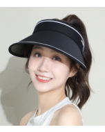 NEEDS UV CUT Foldable Large Brim Hollow Top Hat - Black 1pc