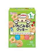 WAKODO Snacks for children over 1 year old + DHA Strawberry Milk Biscuits 16g*3 bags
