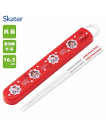 Skater PEKO & Hello Kitty Sliding Antibacterial Chopstick Case Set (Including 16.5cm Long Chopsticks) 1 Set