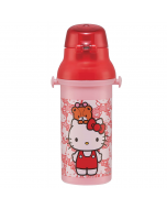 Skater x Sanrio Hello Kitty portable pop-up lid direct drinking antibacterial plastic water cup (with shoulder strap) 480ml