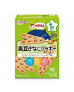 WAKODO Snacks for Children 1 Year and Over + DHA Black Bean and Kinako Biscuits 12 Pieces/2 Pieces*6 Bags
