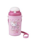 OSK x Sanrio Hello Kitty Portable Insulated Plastic Straw Water Bottle - Cherry Blossom Pattern (with shoulder strap) 450ml