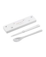 OSK Panda Pattern Portable Antibacterial Sliding Storage Box Dinnerware Set (Includes 18cm Long Chopsticks and Spoon) 1 Set