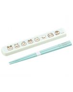OSK x CHIIKAWA Portable Sliding Lid Chopsticks Set - Cartoon Face Design (Includes 19.5cm Long Chopsticks) 1 Set