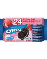 Mondelēz Japan OREO Strawberry Cream Sandwich Cookies – Family Pack (24 Cookies: 3 Cookies x 8 Packs)