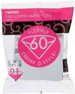 Hario V60 Paper Coffee Filters, Size 01, White, Tabbed