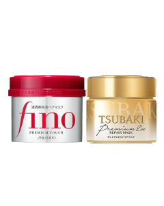 FINO Premium Touch Hair Essence Mask 230g x Tsubaki Premium Repair Mask 180g (2 Pack)