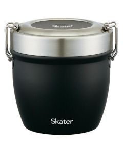 Skater thermal insulation cold insulation antibacterial vacuum double-layer stainless steel bowl-shaped lunch jar STLBD8AG (basic style/black) 800ml