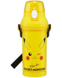 Skater x Pikachu Portable pop-up lid direct drinking antibacterial plastic water cup (with shoulder strap) 480ml