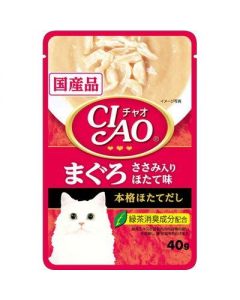 INABA CIAO Pouch Cat Wet Food Meal Pouch (Tuna, Chicken Fillet and Scallop Flavor) 40g