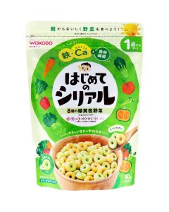 WAKODO 8 kinds of green and yellow vegetables slightly sweet nutritious puffed rice cereal rings (for children over 1 year old) 40g