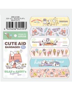 Santan x PEANUTS Snoopy Olaf and Andy's Happy Time Cartoon Pattern Band-Aid 18pcs
