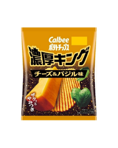Calbee Rich King Thick-Cut Crispy V-Cut Potato Chips (Cheese & Basil Flavor) 52g