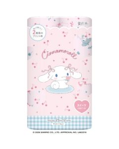 [Spring Limited Edition] Marutomi Paper x Sanrio Characters Double-Ply Cartoon Print Recycled Toilet Paper (25m/Dessert Scent) 12 rolls/bag
