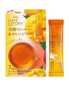 AGF Blendy Cafe Latory Stick: Rich Mango & Orange Tea (Enjoy Hot or Cold) — 45.5g (6.5g x 7 Sticks)