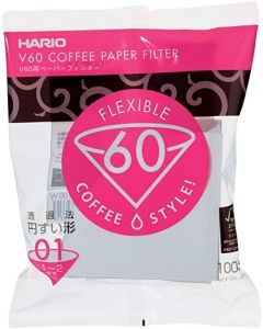 Hario V60 Paper Coffee Filters, Size 01, White, Tabbed