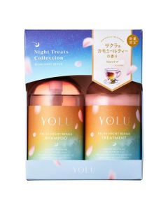[Limited Edition·Night Treats Collection] YOLU Treats Spring Relax Night Repair Hair Care  Set (Sakura & Chamomile Tea Scent) 440ml + 440g